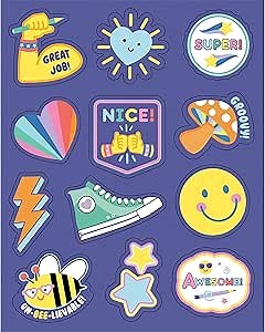 Carson Dellosa We Stick Together 72 Motivational Stickers for Kids, 6 Sheets of Retro Incentives With Positive Affirmations for Planner, Kid Crafts, Reward Chart, School Supplies, Classroom Must Haves