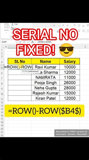 Serial Number update automatically #excel #exceltips #computereducation #rows #exceltricks