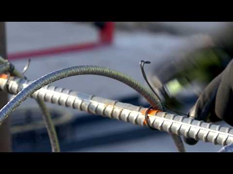 How to tie rebar cages - slow motion