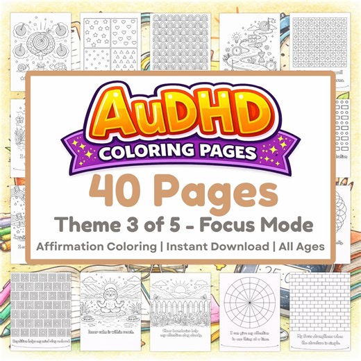 ADHD Autism Affirmation Coloring Pages | Focus Mode (digital Download) - Etsy