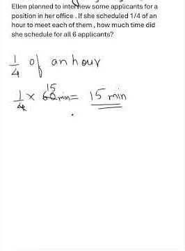 Ellen kept 1/4 hour for interview #maths #fractions