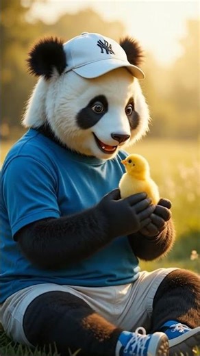 🐼💛 Panda’s Sweet Kiss for a Tiny Chick | Cutest Moment Ever 🐥✨