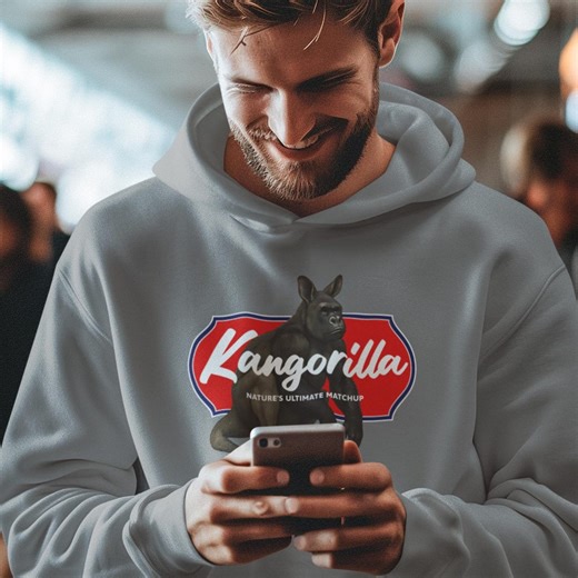 Kangorilla Fleece Hoodie, Kangaroo Gorilla Hoodie Sweatshirt - Etsy
