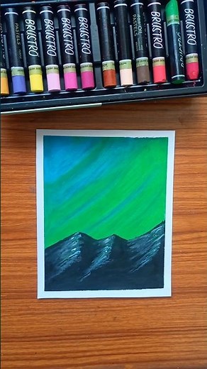 Easy northern lights drawing 🖌️ Oil Pastel #art #oilpastel