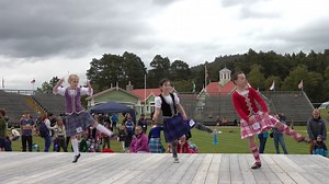 Young competitors in the Seann Triubhas (Shawn Trews) Scottish Highland dance at the 2024 Braemar Junior Highland Games. These are held at the home of the Braemar Gathering and Highland Games Centre in Aberdeenshire, Scotland, and return on Saturday 7th June 2025. These special junior Highland Games allow children to compete in traditional events such as Highland Dancing, solo piping and drumming, tossing the caber and tug o' war. The Games also include displays and marches by a number of local 