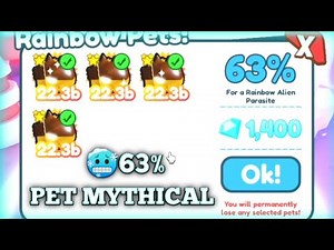 🥶63% PET MYTHICAL ALIEN PARASITE* 🌈Di Rainbow Machine* Pet Simulator X
