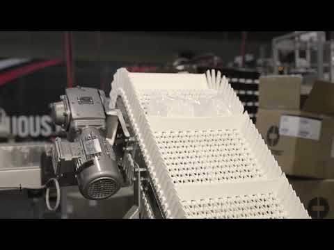 Ergopack 10 with Flighted Conveyor Bagged Spray Bottles