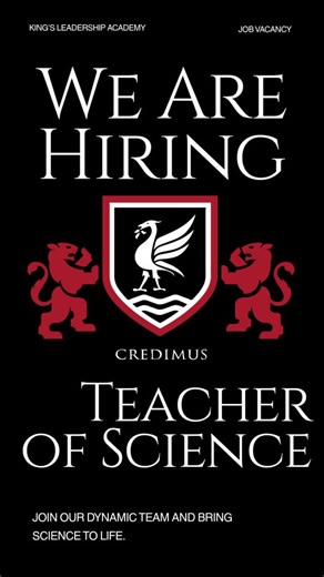 King's Leadership Academy Liverpool on Instagram: "📢 We’re recruiting: Teacher of Science An exciting opportunity to join our Science team and inspire curiosity, enquiry and a love of learning. We’re looking for a passionate teacher with high expectations who is committed to delivering excellent outcomes and bringing science to life in the classroom. Join a school where professional development, collaboration and ambition are at the heart of everything we do. Follow the link on our profile to b