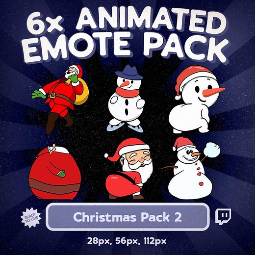 Pack 2 d'émoticônes animées de Noël kawaii pour Twitch et Discord, 6 émoticônes de Noël drôles de père Noël et de bonhomme de neige pour les streams - Etsy France