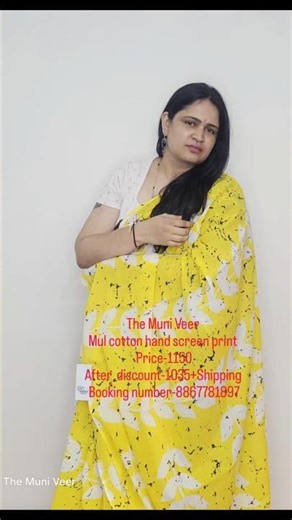 Mul cotton hand screen print Price-1150After discount-1035+Shipping Booking number-8867781897