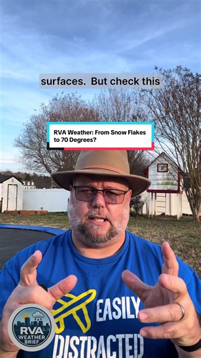 RVA Weather: From Snow Flakes to 70 Degrees? #weather #fyp #weathertok #pov #snow
