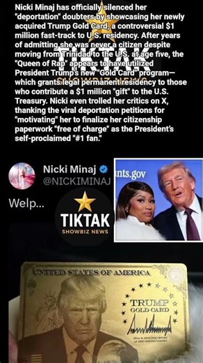 Nicki Minaj’s $1M Trump Gold Card: The Ultimate Cheat Code?💳 #NickiMinaj #TrumpGoldCard #CitizenNIKA