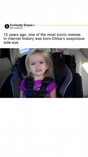 Curiosity Doses on Instagram: "In 2013, a simple home video changed the internet forever. The Clem family uploaded a clip titled “Lily’s Disneyland Surprise… AGAIN!” to YouTube — showing two sisters reacting to a surprise trip to Disneyland. While Lily, the older sister, burst into tears of joy, little two-year-old Chloe gave a skeptical, almost sarcastic look… and that instant became one of the most recognizable memes of all time. The moment went viral worldwide under the name “Side-Eyeing Chlo