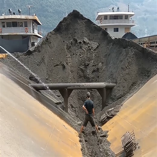 Barge unloading-Satisfying video | USA Machines Channel