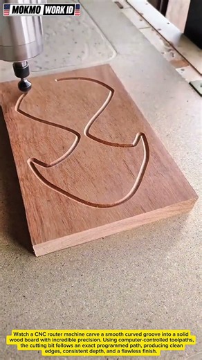 CNC Router Perfectly Carves a Smooth Curved Groove in Wood | Precision Woodworking Automation