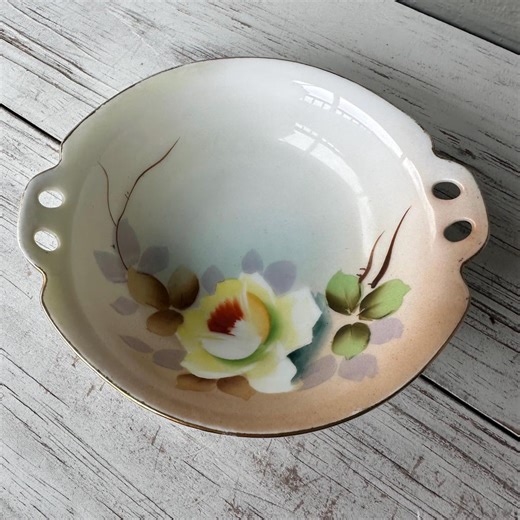 Vintage Meito China Handled Serving Bowl - Handpainted Porcelain Bowl With Gilt, Made in Japan - Etsy