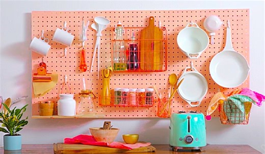 DIY Kitchen Pegboard Storage Wall