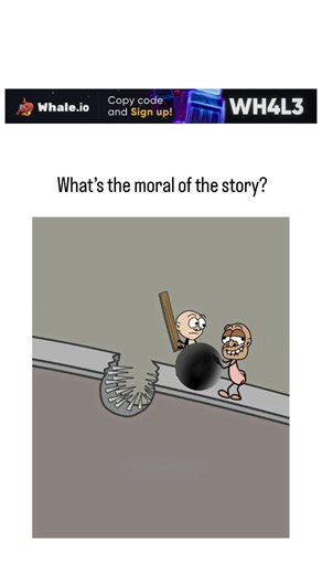 Hum0ur360 on Instagram: "Instagram video shows a female character successfully bridging a spiked pit with a plank, while a male character attempts to copy her but accidentally causes a chain reaction—hitting a ball that leads to slipping and falling—highlighting mishandled imitation. User replies consistently extract the moral as embracing personal methods over blind replication, with examples like "follow your own path" and "what works for others may not work for you," fostering a thread on ind