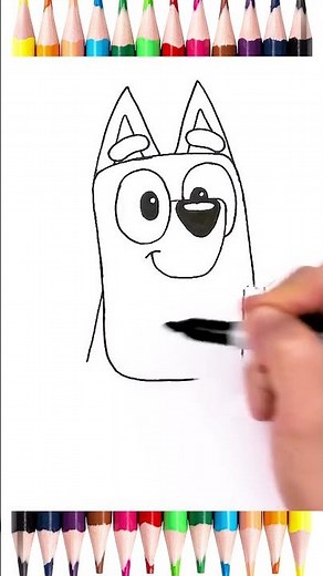 Draw Bluey the Puppy 🎨 | Easy Blue Heeler Art #Shorts