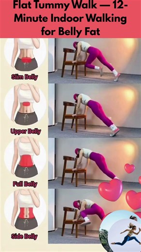 Flat Tummy Walk — 12 Minute Indoor Walking for Belly Fat #WalkingWorkout #FlatTummy #Shorts