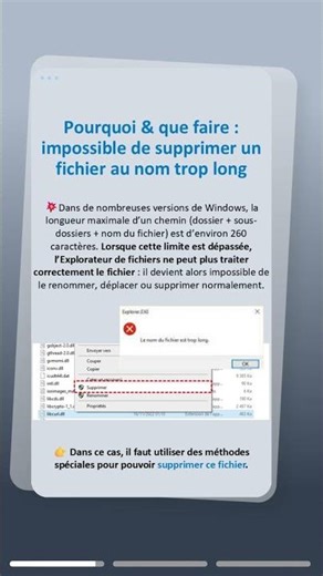 Pourquoi & que faire : impossible de supprimer un fichier au nom trop long