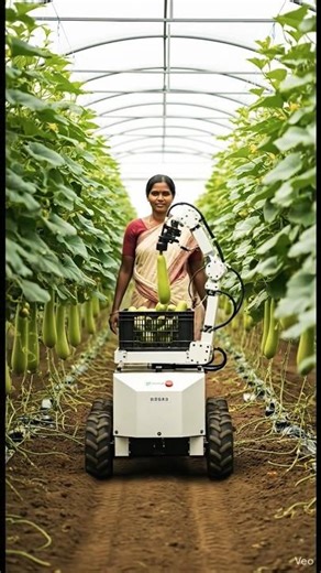 Super Fast Lauki Harvesting Robot in Greenhouse | Ultra Real Farming Technology | #farming #shorts