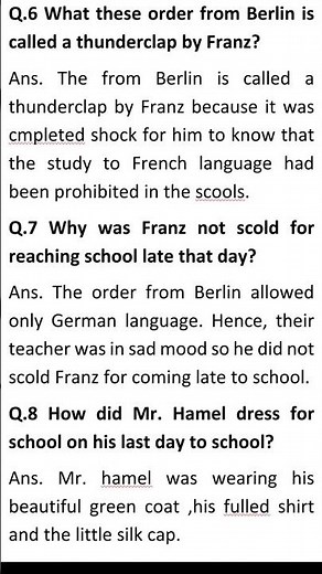 The last lesson || important Questions answer || 12th class english || शिक्षा का सरलीकरण ||