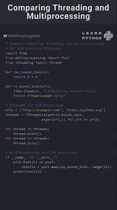 Comparing Threading and Multiprocessing Multithreading #pythonlearning #programming #coding #python