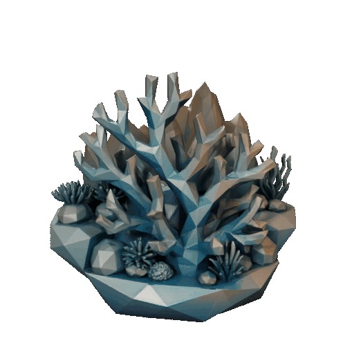 Branch coral polygon art Geometric low poly art nature decor 3D Model STL File terrain model for Modern 3D Printing