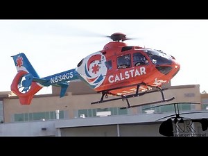 Medical helicopter landing at Modesto hospital