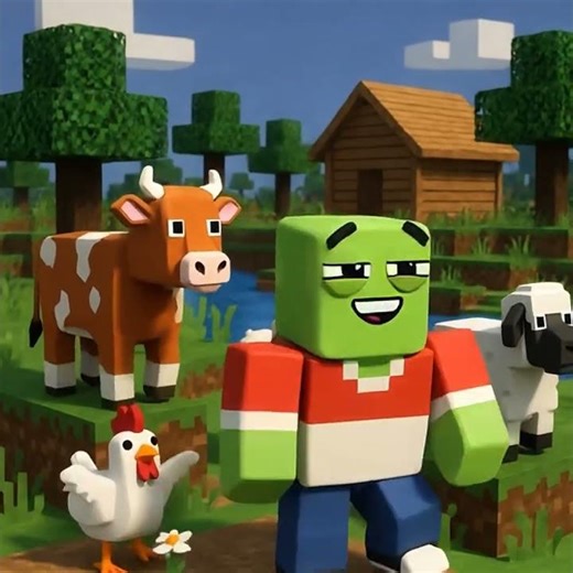 Roblox Character Lands in Minecraft and Dances with Mobs! 🕺🐷 #roblox #minecraft #dance