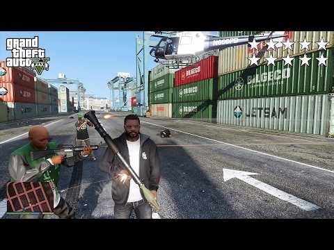 GTA 5 - Grove Street Gangs Port Of Los Santos Ten Star Cop Battle