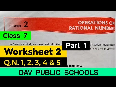 DAV class 7 maths chapter 2 worksheet 2 Q.N. 1, 2, 3, 4 & 5