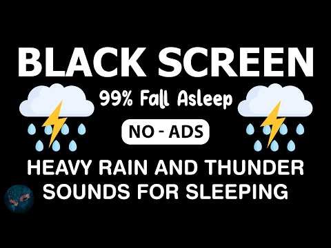 🔴 Heavy Rain and Thunder Sounds for Sleeping - Black Screen | Cozy Night ASMR for Deep Sleep