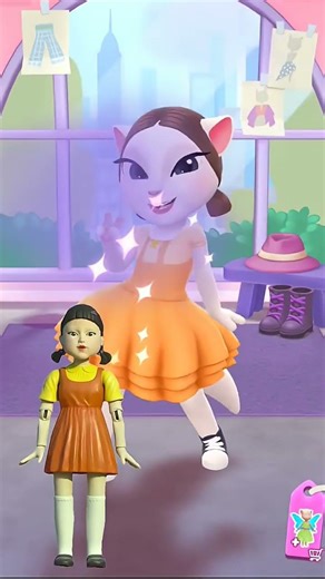 Squid game season 2 doll V/S season 3 doll in my talking Angela 2 #squidgame3 #squidgame2