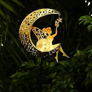 ZKLiLi Solar Lights Garden Decorations,Moon Fairy Light,Solar Statues Outdoor Decor,Warm LED Light for Pathway Lawn Patio Courtyard Gifts for Mom Grandma Women