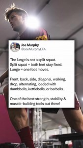 A lunge is not a split squat, and it’s an important distinction most players miss. ✅ Split squat = both feet stay fixed. ✅ Lunge = one foot moves. That moving foot can go: → Forward (front lunge) → Backward (reverse lunge) → To the side (lateral lunge) → On a diagonal → Or continuously (walking lunges, alternating lunges, drop lunges…) And you can load them however you like — dumbbells, kettlebells, barbells, sandbags, vests. ⸻ Why lunges are a weapon for rugby league players: 1. Strength – Lung