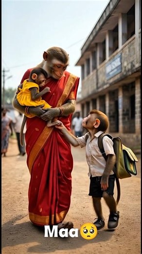 Maa 🥺🐒❤poor baby monkey #maa #ai #shorts