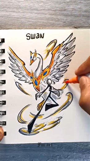 drawing stickman power summon swan or phoenix #shorts #art #drawing #stickman