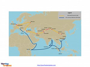 One Belt One Road and Silk Road Map - Free PowerPoint Template