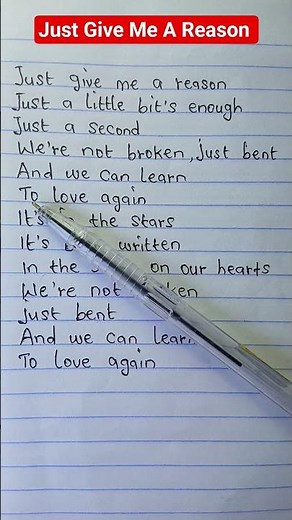 just give me a reason song by Pink #justgivemeareason #Pink #lyrics #songlyrics #music #foryou