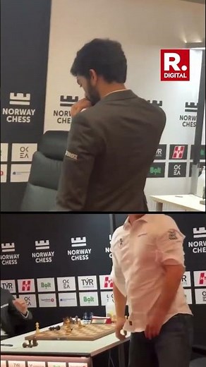 Magnus Carlsen Bangs Table in Frustration after Being Defeated by Gukesh Dommaraju