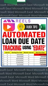 2.2K views · 32 reactions | Excel Quick Tips: HOW TO AUTOMATE Loan Due Date Tracking Using EDATE for Upcoming Payments. Keep on learning! 類 #ExcelTips #ExcelHacks #ExcelTutorials | DieT | Facebook