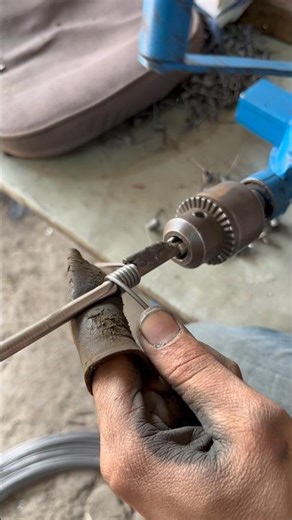 Crafting a Simple Iron Wire Spring on Drill Machine | DIY Metalwork Tutorial #shorts