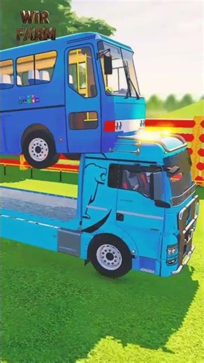 Man truck transporting blue bus #fs22 #farmingsimulator22 #fs22mods