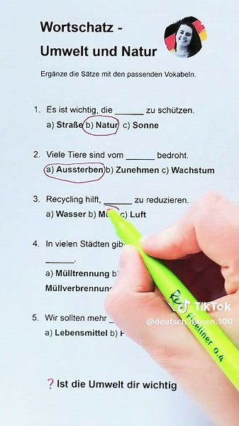 Umwelt und Natur: Deutsch lernen mit Wortschatz-Übungen