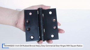 Exterior Door Hinges 4" x 4 Inch Heavy Duty Thick 3.3mm Square Entry Front Commercial Door Hinges Oil Rubbed Bronze Door Hardware for Wooden Gate Shed Barn Shop Garage Loft Double Bifold Door Hinge