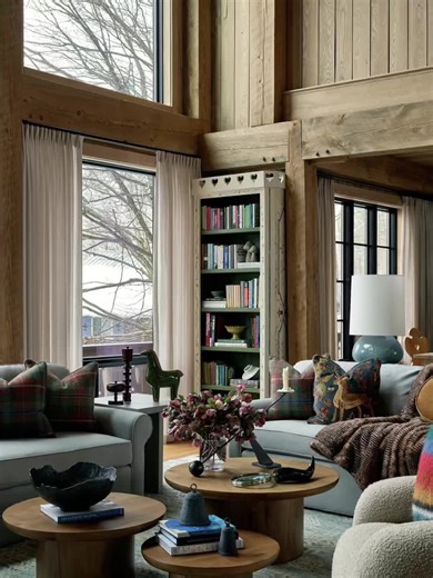 Alpine chalet interior inspiration ❄️ #luxuryinteriors #interiordesign #realestate #architecture