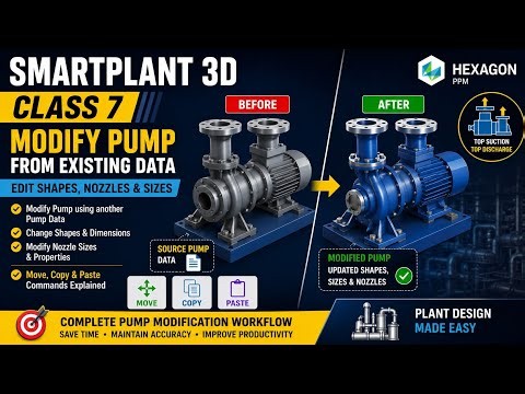 SP3D Class 7 | Complete Pump Modification Tutorial | Edit Equipment, Nozzles & Copy Commands