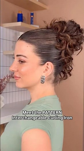 Creating a curly updo with PATTERN Interchangeable Curling Iron.